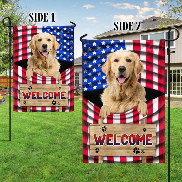 Patriotic Golden Retriever Dog Welcome Mat - American Flag TQN1135Fv2 - Image 5