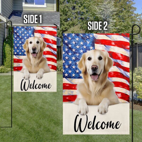 Patriotic Golden Retriever Dog Welcome Mat - American Flag TQN1376F - Image 5