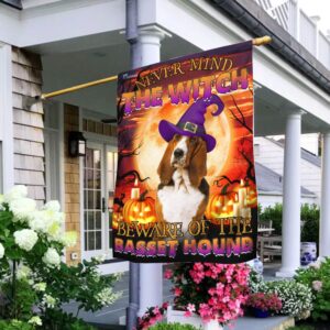 Beware Basset Hound Halloween Flag: Spooky & Cute Decor