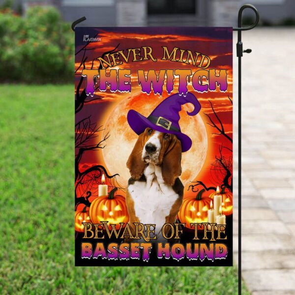 Halloween Basset Hound Flag: Beware! (THB2504F8) - Image 6