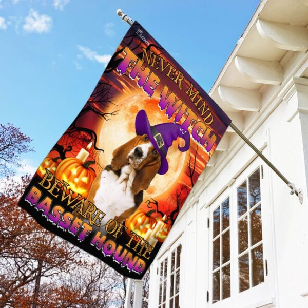 Halloween Basset Hound Flag: Beware! (THB2504F8) - Image 3