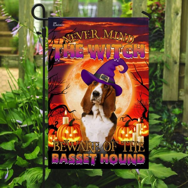 Halloween Basset Hound Flag: Beware! (THB2504F8) - Image 7