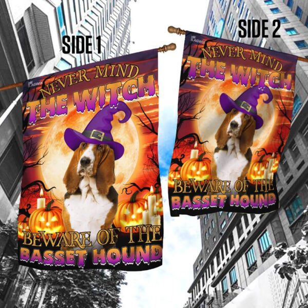 Halloween Basset Hound Flag: Beware! (THB2504F8) - Image 4
