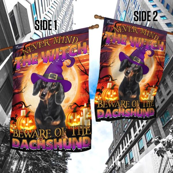 Beware! Dachshund Halloween Flag - Image 4
