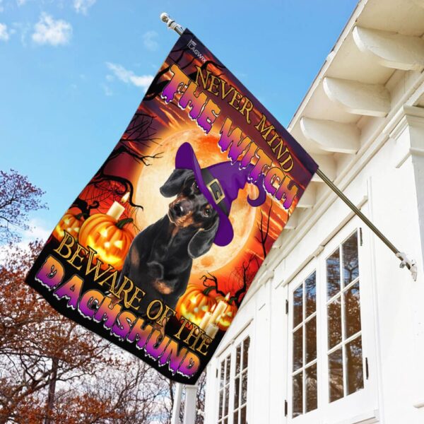 Beware! Dachshund Halloween Flag - Image 3