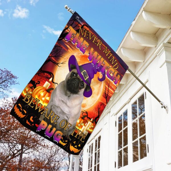 Beware! Halloween Pug Flag - Spooky & Cute Decor - Image 3