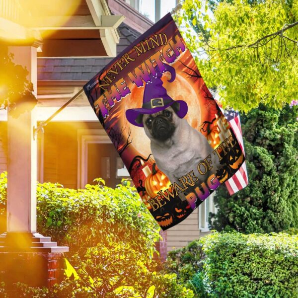 Beware! Halloween Pug Flag - Spooky & Cute Decor - Image 2