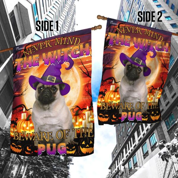 Beware! Halloween Pug Flag - Spooky & Cute Decor - Image 4