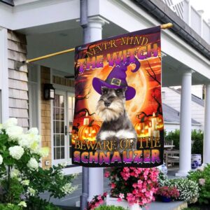 Beware! Halloween Schnauzer Flag - Spooky Dog Decor