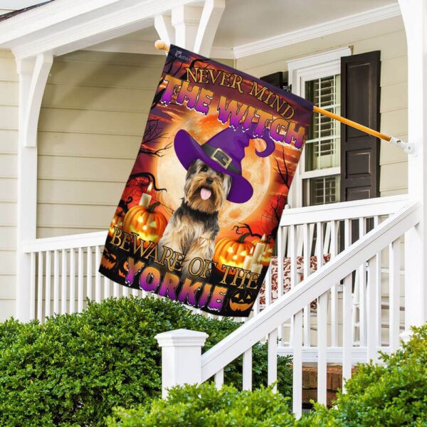 Halloween Yorkie Beware Flag: Spooky Yard Decor THB2504F6 - Image 5