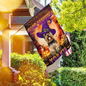 Halloween Yorkie Beware Flag: Spooky Yard Decor THB2504F6