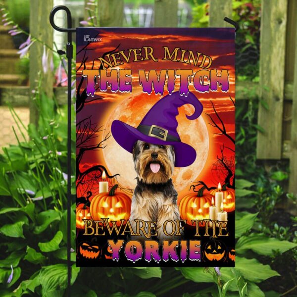 Halloween Yorkie Beware Flag: Spooky Yard Decor THB2504F6 - Image 7