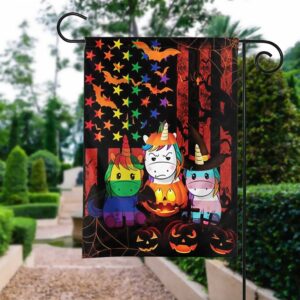 Rainbow Unicorn Halloween Garden Flag: LGBT Pride