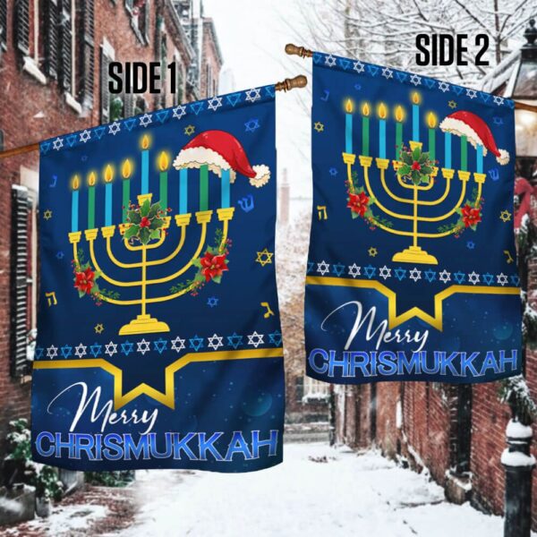 Hanukkah & Christmas Flag: Merry Chirstmukkah Holly Jolly LNT788F - Image 3