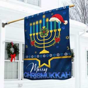 Hanukkah & Christmas Flag: Merry Chirstmukkah Holly Jolly LNT788F