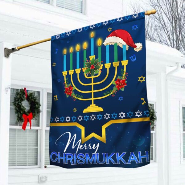Hanukkah & Christmas Flag: Merry Chirstmukkah Holly Jolly LNT788F
