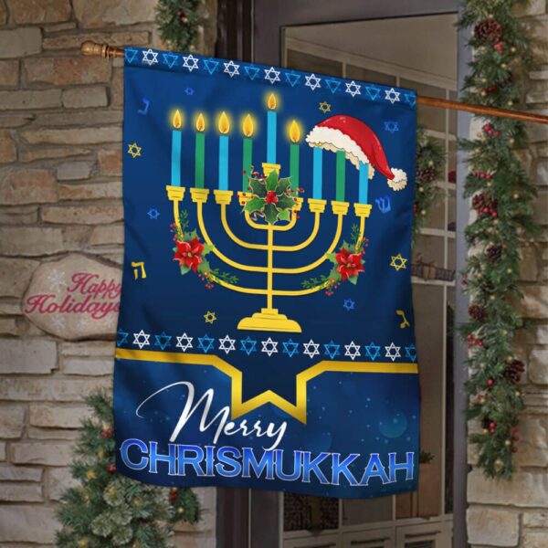 Hanukkah & Christmas Flag: Merry Chirstmukkah Holly Jolly LNT788F - Image 2