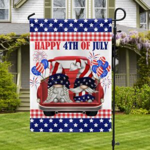 Patriotic Gnome Truck Flag: Happy 4th of July Decor