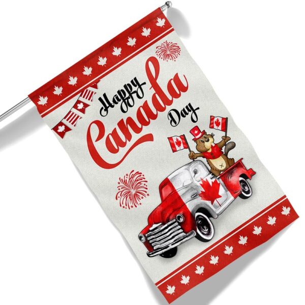 Happy Canada Day Beaver Truck Flag: TQN1202F - Image 6