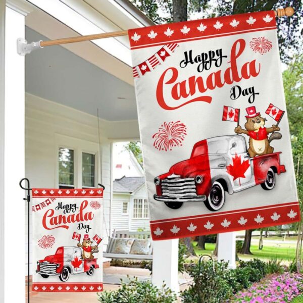 Happy Canada Day Beaver Truck Flag: TQN1202F - Image 4