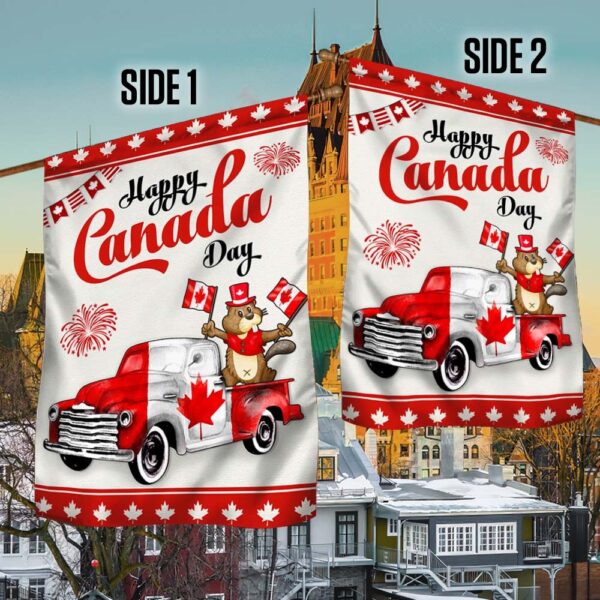 Happy Canada Day Beaver Truck Flag: TQN1202F - Image 2