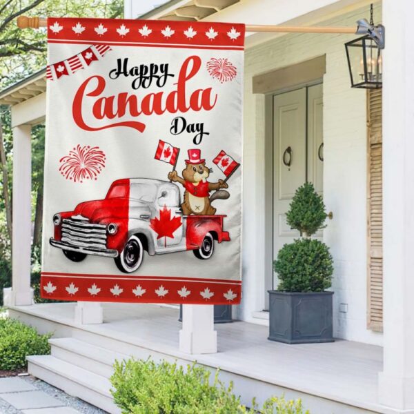 Happy Canada Day Beaver Truck Flag: TQN1202F