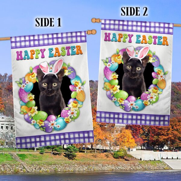 Happy Easter Black Cat Garden Flag | TQN985F - Image 2