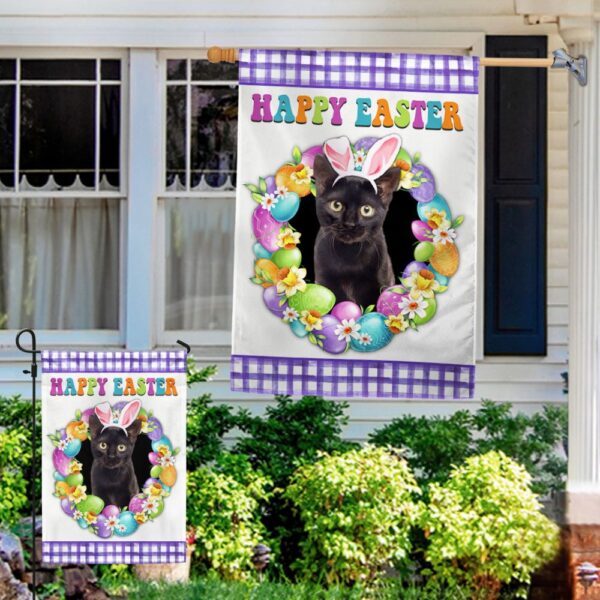 Happy Easter Black Cat Garden Flag | TQN985F - Image 4