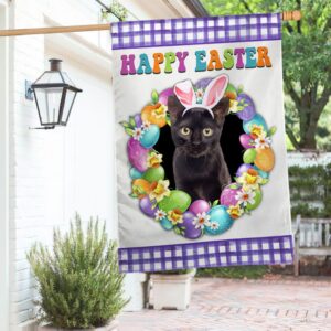 Happy Easter Black Cat Garden Flag | TQN985F