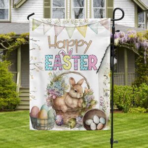 Happy Easter Bunny Eggs Flag: TQN1023F