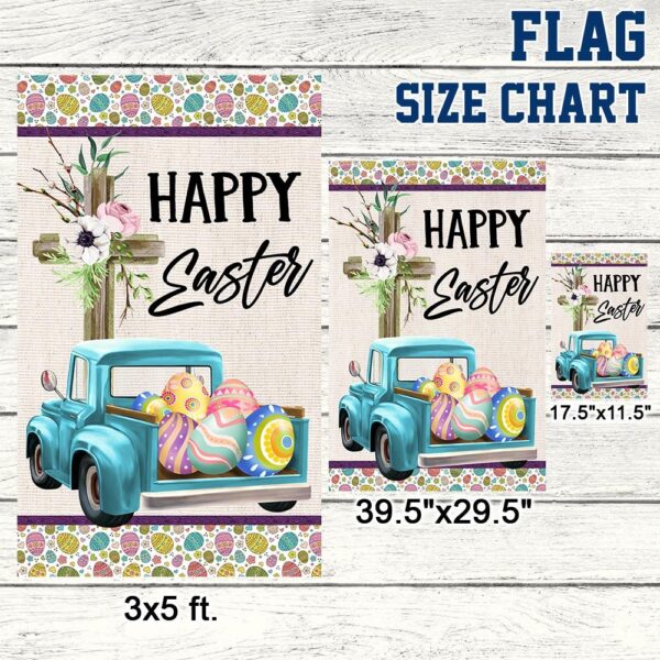Happy Easter Truck Cross Flag: Christian Easter Decor TQN952F - Image 6