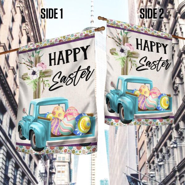 Happy Easter Truck Cross Flag: Christian Easter Decor TQN952F - Image 2