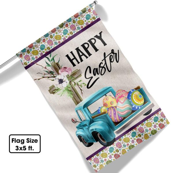 Happy Easter Truck Cross Flag: Christian Easter Decor TQN952F - Image 5