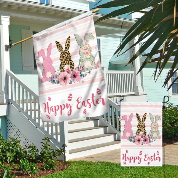 Happy Easter Bunny Garden Flag - Floral Design TQN1024F - Image 4