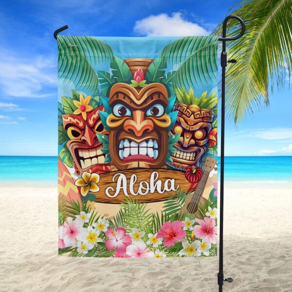 Hawaiian Tiki Luau Party Flag - Aloha TQN1425F - Image 3