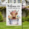 Highland Cow Flag: Funny Scottish Cattle Welcome Sign TQN1266F