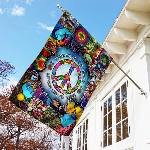 Hippie Peace Flag: Imagine All People Living in Peace (THH2343F) - Image 2