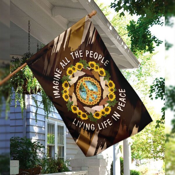 Hippie Peace Flag: Imagine All People Living in Peace (THH2356F) - Image 3