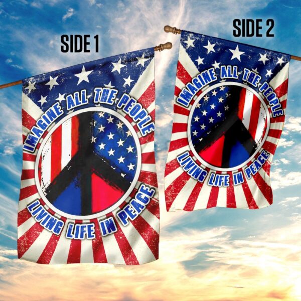 Hippie. Imagine All The People Living Life In Peace Flag THN2175F1 - Image 5