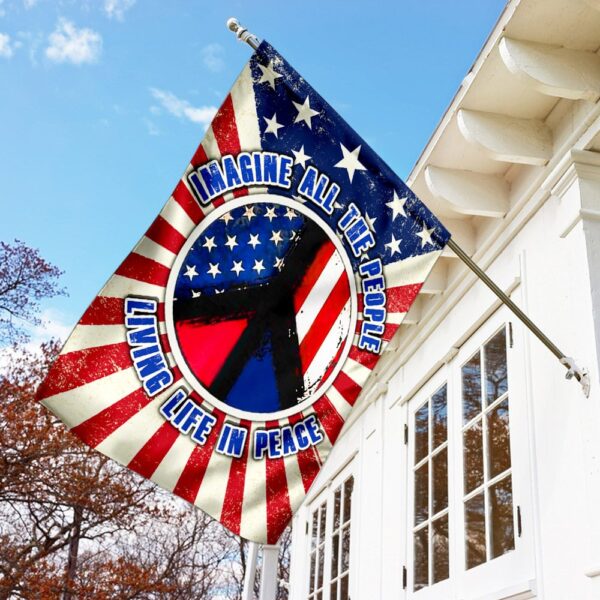 Hippie. Imagine All The People Living Life In Peace Flag THN2175F1 - Image 2