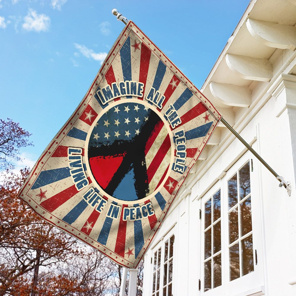 Hippie Peace Flag: Imagine All People Living in Peace (THN2175F) - Image 2