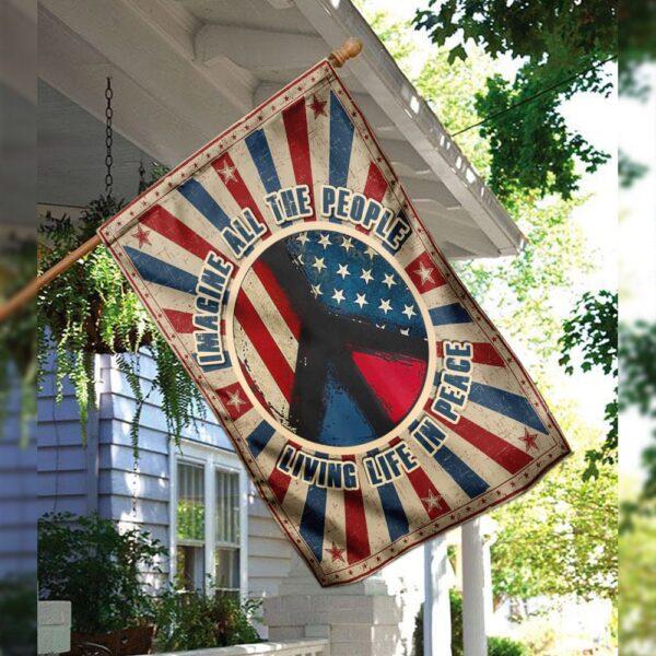 Hippie. Imagine All The People Living Life In Peace Flag THN2175F - Image 3