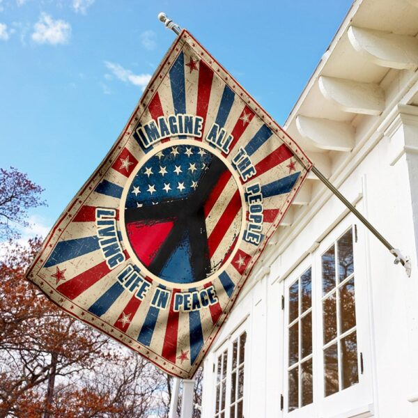 Hippie. Imagine All The People Living Life In Peace Flag THN2175F - Image 2