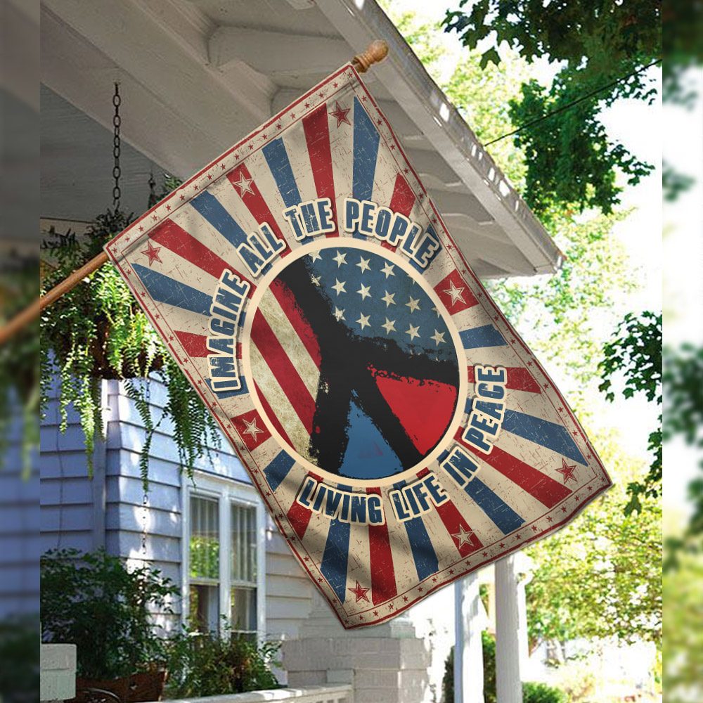 Hippie Peace Flag: Imagine All People Living in Peace (THN2175F) - Image 3