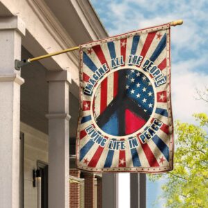 Hippie. Imagine All The People Living Life In Peace Flag THN2175F