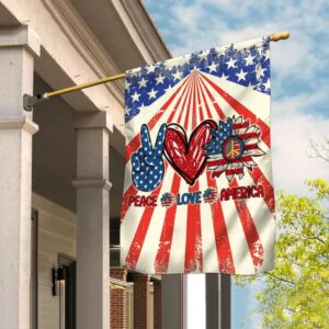 Hippie. Peace Love America Flag THB2176F