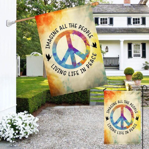 Hippie Peace Flag: Imagine All People Living in Peace (TQN1372F) - Image 4