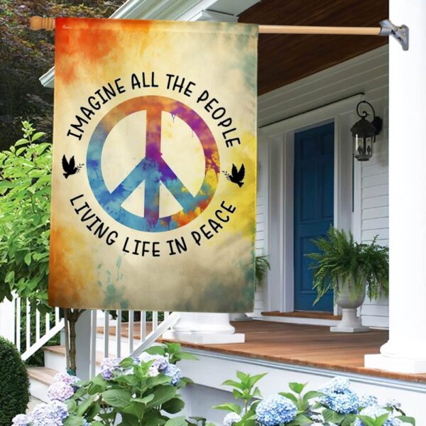 Hippie Peace Flag: Imagine All People Living in Peace (TQN1372F)