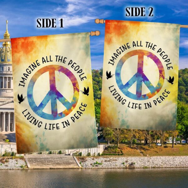 Hippie Peace Flag: Imagine All People Living in Peace (TQN1372F) - Image 3