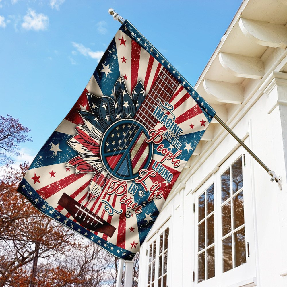 Hippie Peace Flag: Imagine All People Living in Peace (TRN246F) - Image 2